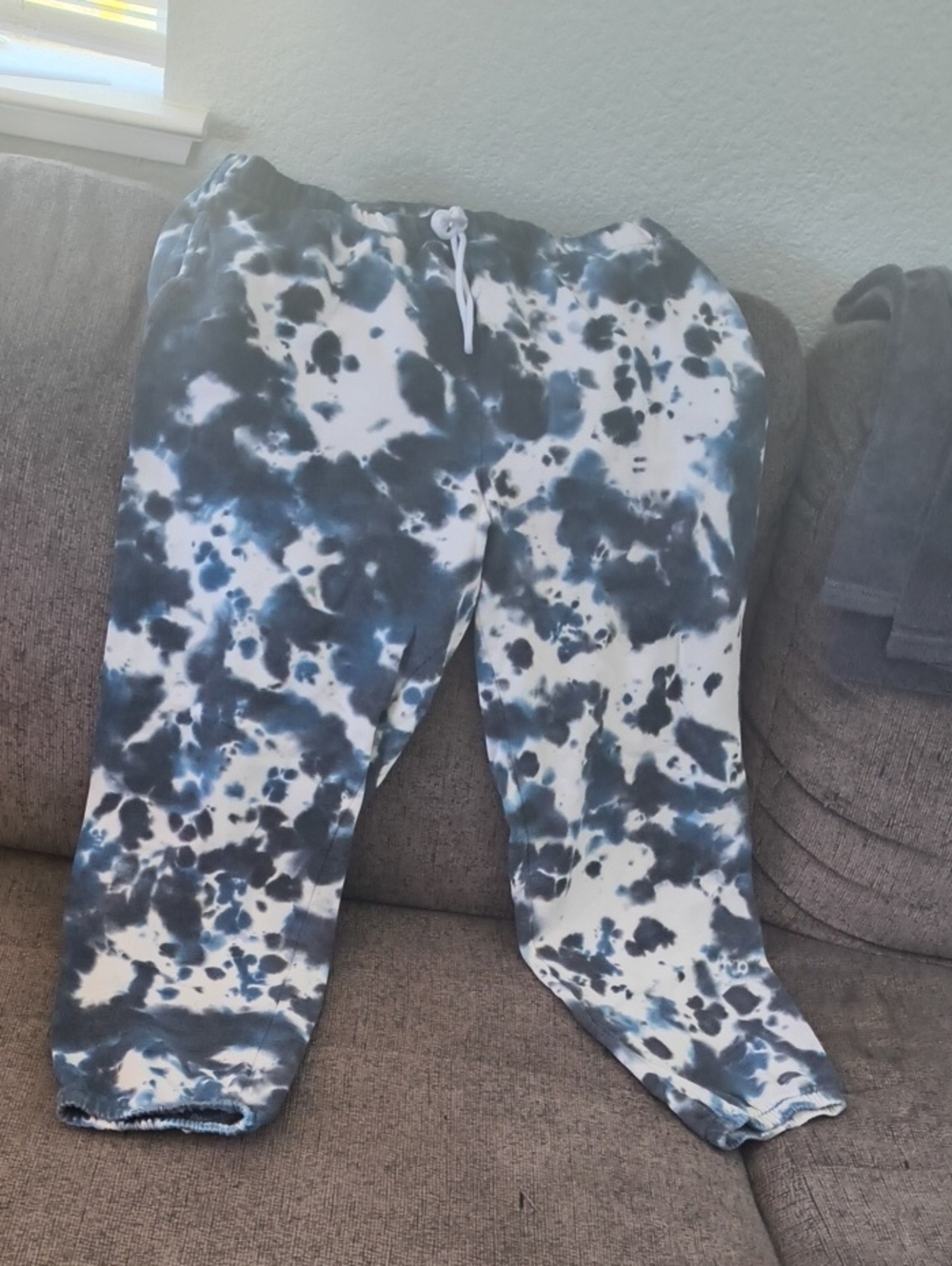 Colsie Blue and White Tie-Dye Sweat Pants